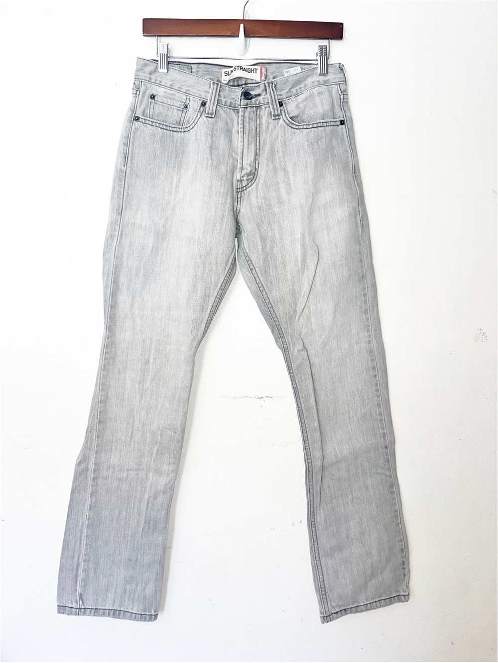 Levi's 514 Straight Leg Jeans Men 30x32 Gray Denim Stretch Casual Classic